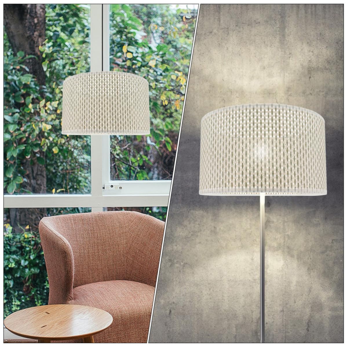 VANZACK Pantalla de Lámpara de Mesa Tejida Beige E27 Moderna para Salón