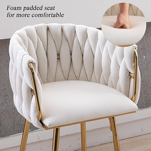 Miniatura 7 de DUOMAY Juego de 2 taburetes de bar giratorios modernos, taburetes de bar de altura de mostrador de 26 pulgadas, silla de bar de isla de cocina de