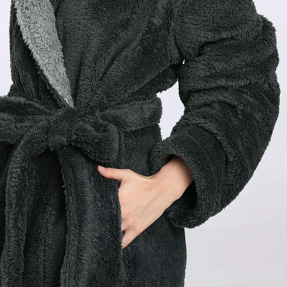 Lofir Women Winter Fleece Dressing Gown With Hood Ladies Luxury