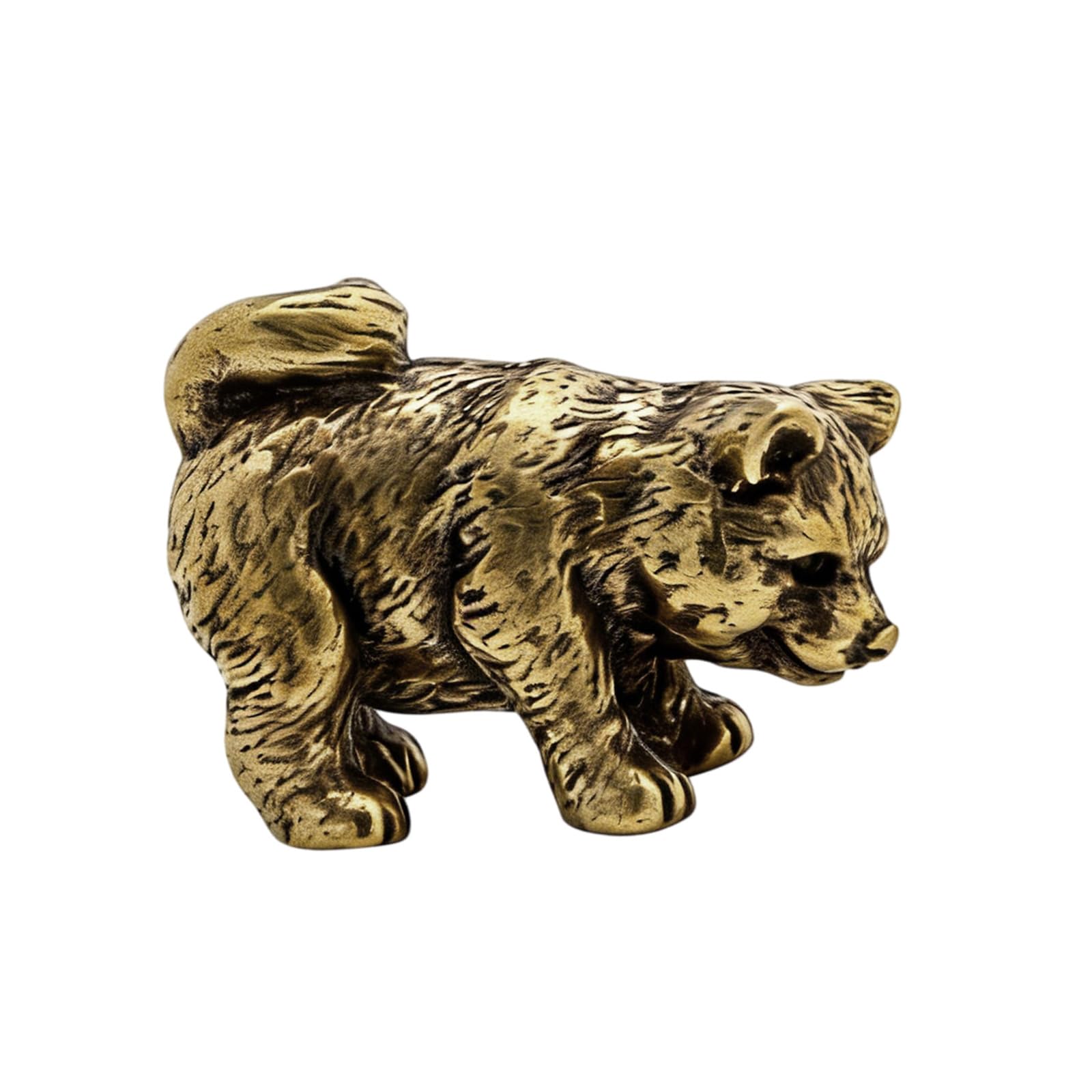 OSNIYAW Miniature Brass Chinese Rural Dog Statue Fengshui Ornament for Home Decoration Dog Statue Brass