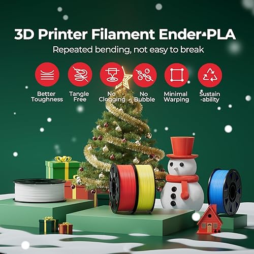 Miniatura 2 de Creality Filamento para impresora 3D de 0.069 pulgadas, filamento PLA Ender sin enredos, impresión suave sin obstrucciones, sin deformación, se