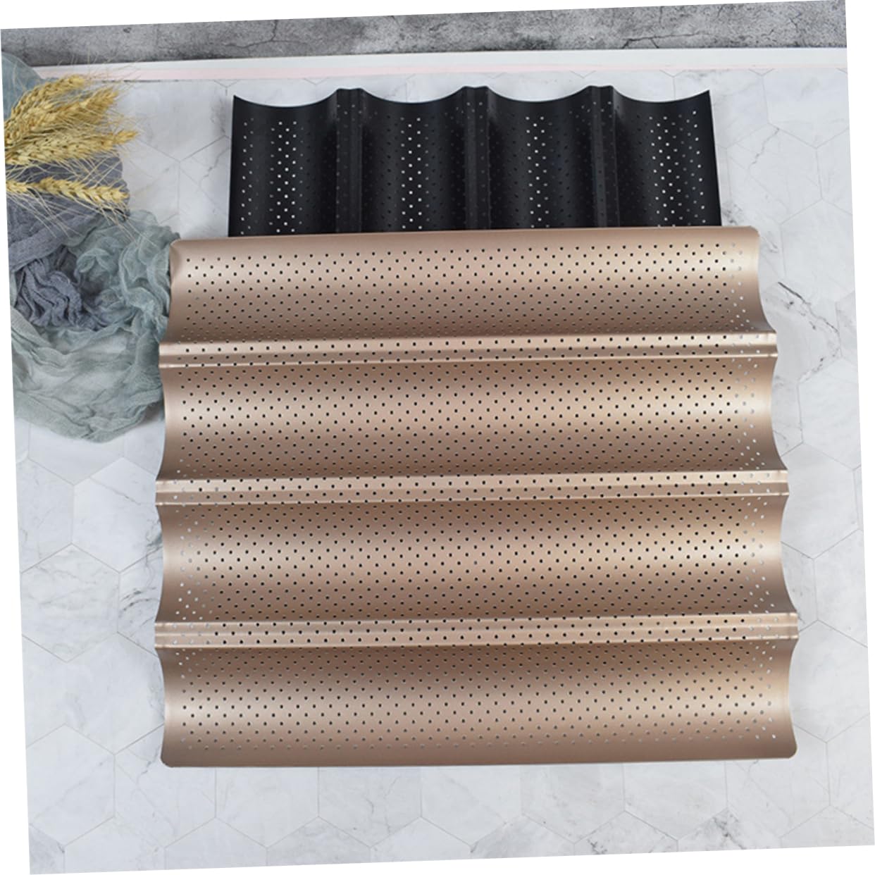 COLLBATH Französische Baguette Backform 1 Stück, Kohlenstoffstahl, Schwarz