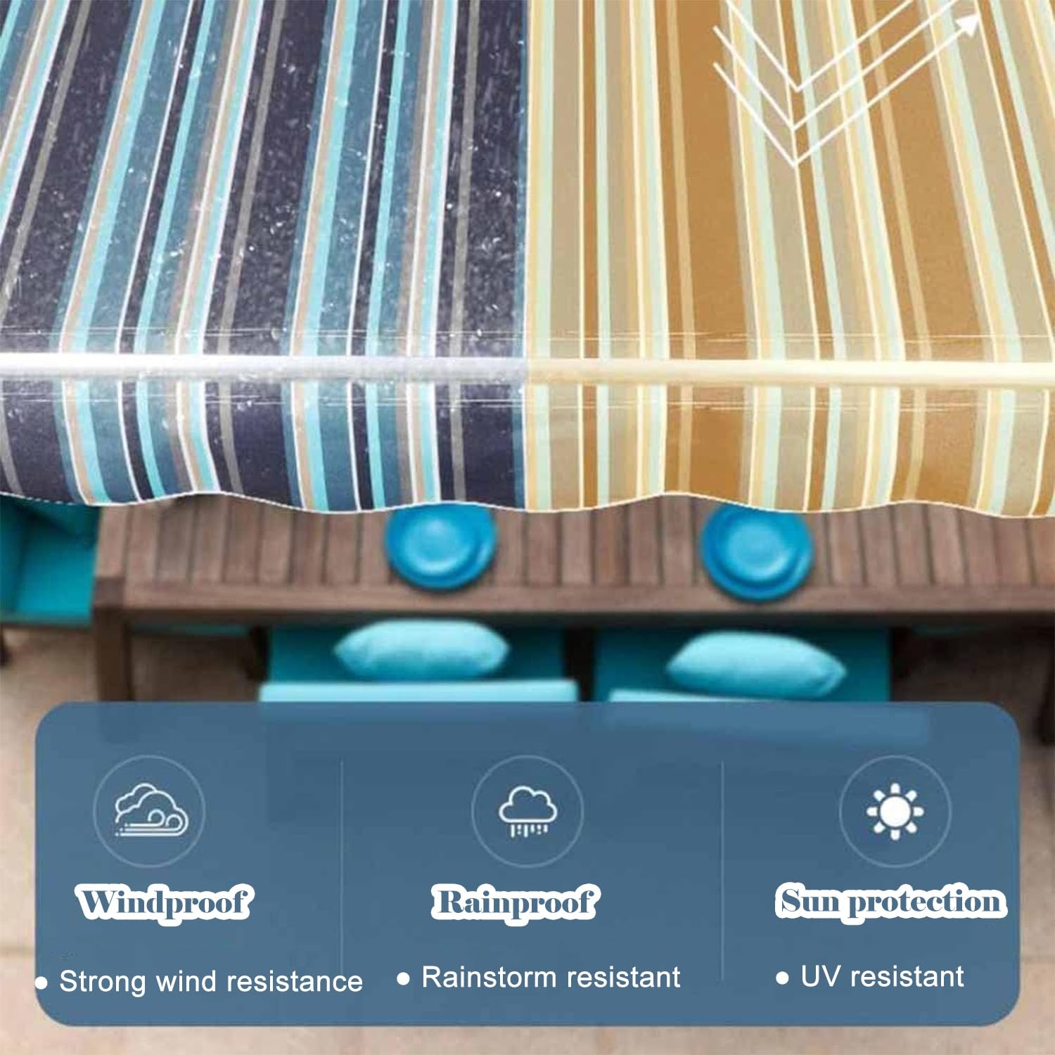toile pour store banne Couverture de pare-soleil d'auvent de patio rétractable en polyester, toile d'abri de pare-soleil de porte de fenêtre avec cantonnière pour magasin de balcon de terrasse de cour
