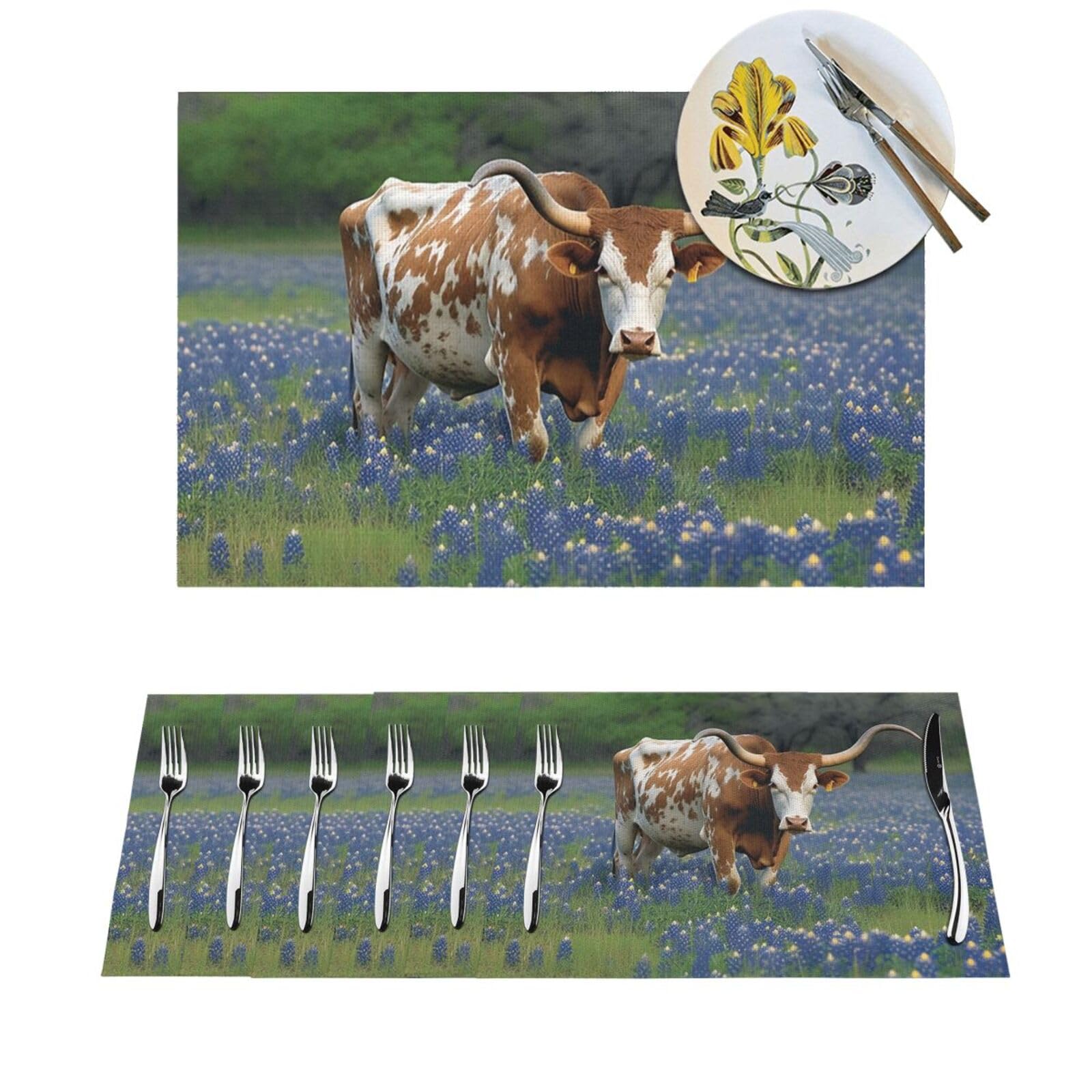 Sets de table Bluebonnet Longhorn pour sublimer vos repas de famille