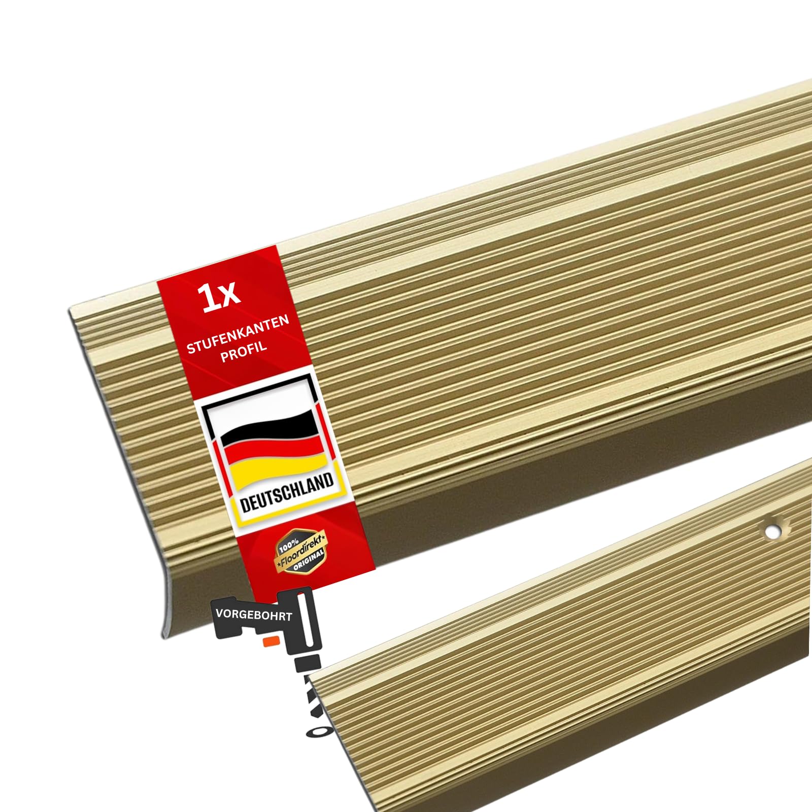 acerto 51098 aluminium trappenhoekprofiel - 170 cm 32 x 30 mm, brons