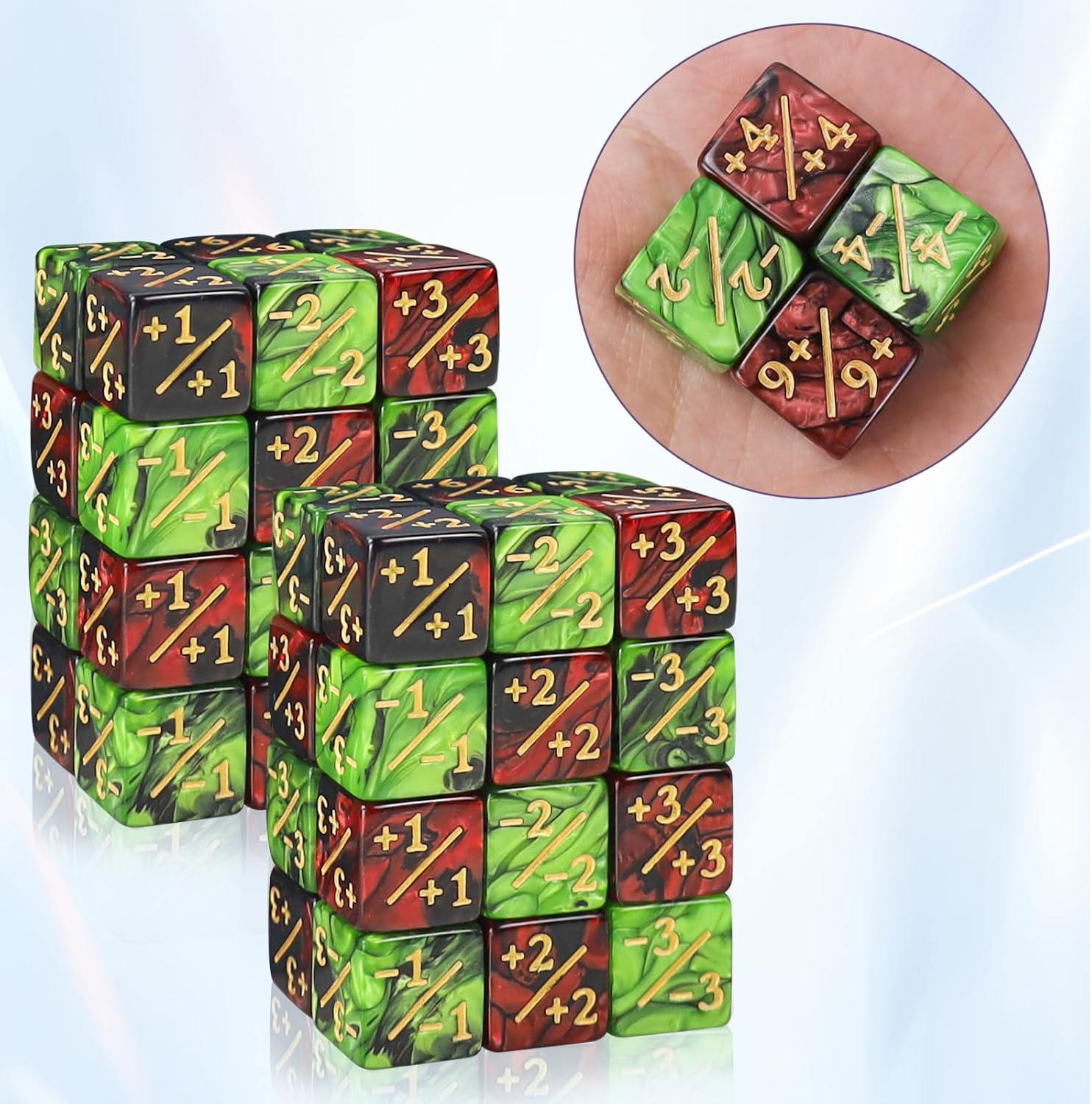 MTG Dice Counter, MTG Dice 48 Pieces, Dice D6 Token Magic Dice with MTG, CCG, Card Game Accessories, with Storage Bags