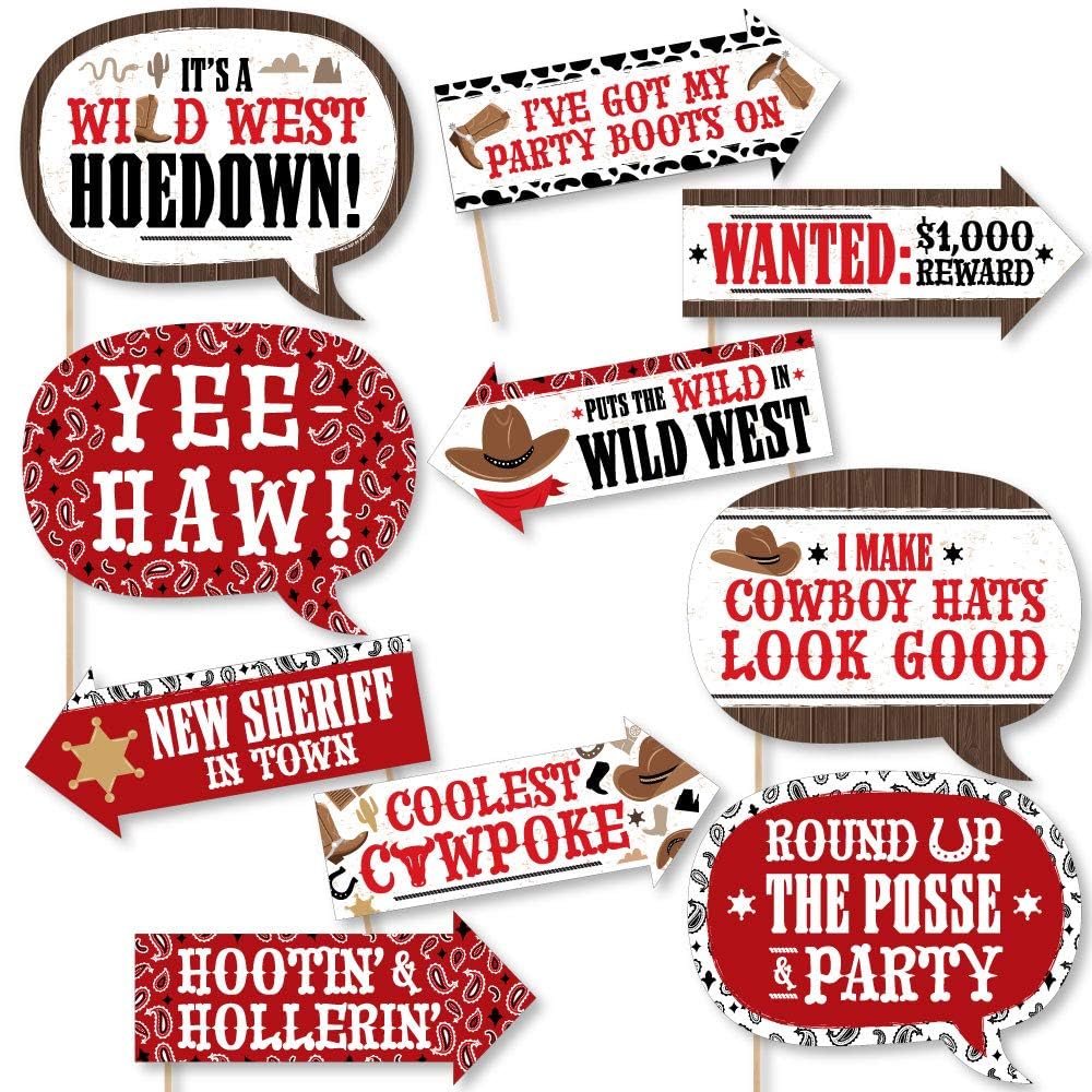 Kit photobooth western avec 10 accessoires de selfie pour fête cowboy