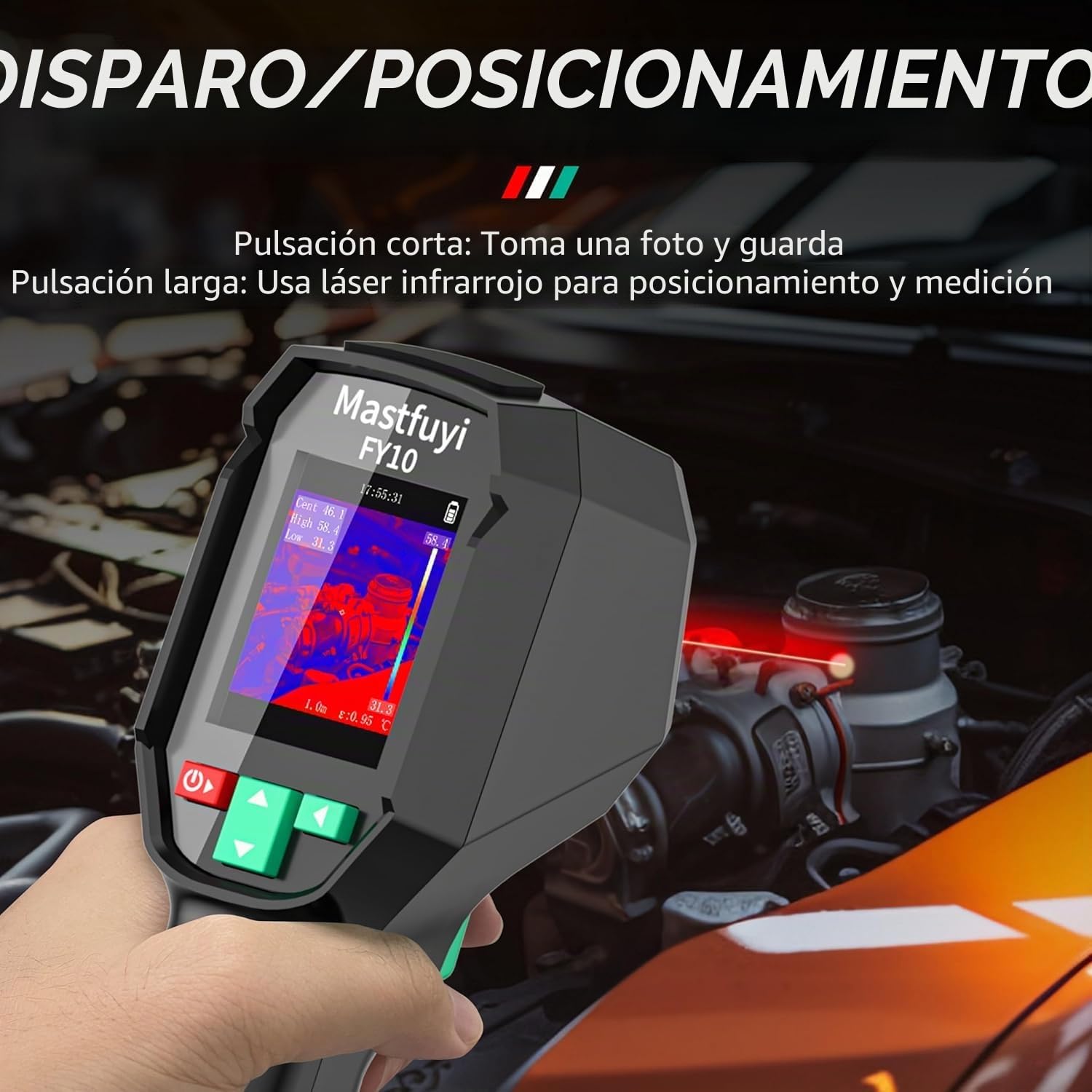 Cámara termográfica, cámara termográfica infrarroja -20℃~550℃, resolución IR 96 x 96, 25 Hz, campo de visión 50°, TFT-LCD de 2,4 pulgadas, batería de 8 horas para inspecciones industriales