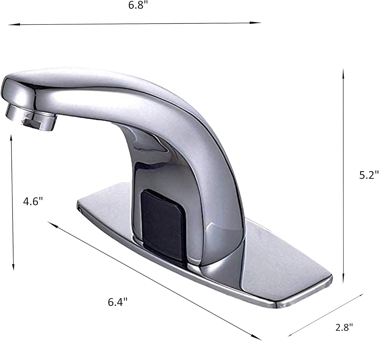 Bathroom Sink Faucet Touchless Temperature Automatic Sensor Commercial Deck Mount Solid Brass Motion Activated Bath Tub Lavatory Basin Vanity Aerator One Hole Brass Mixer Tap Touch-Free Chrome