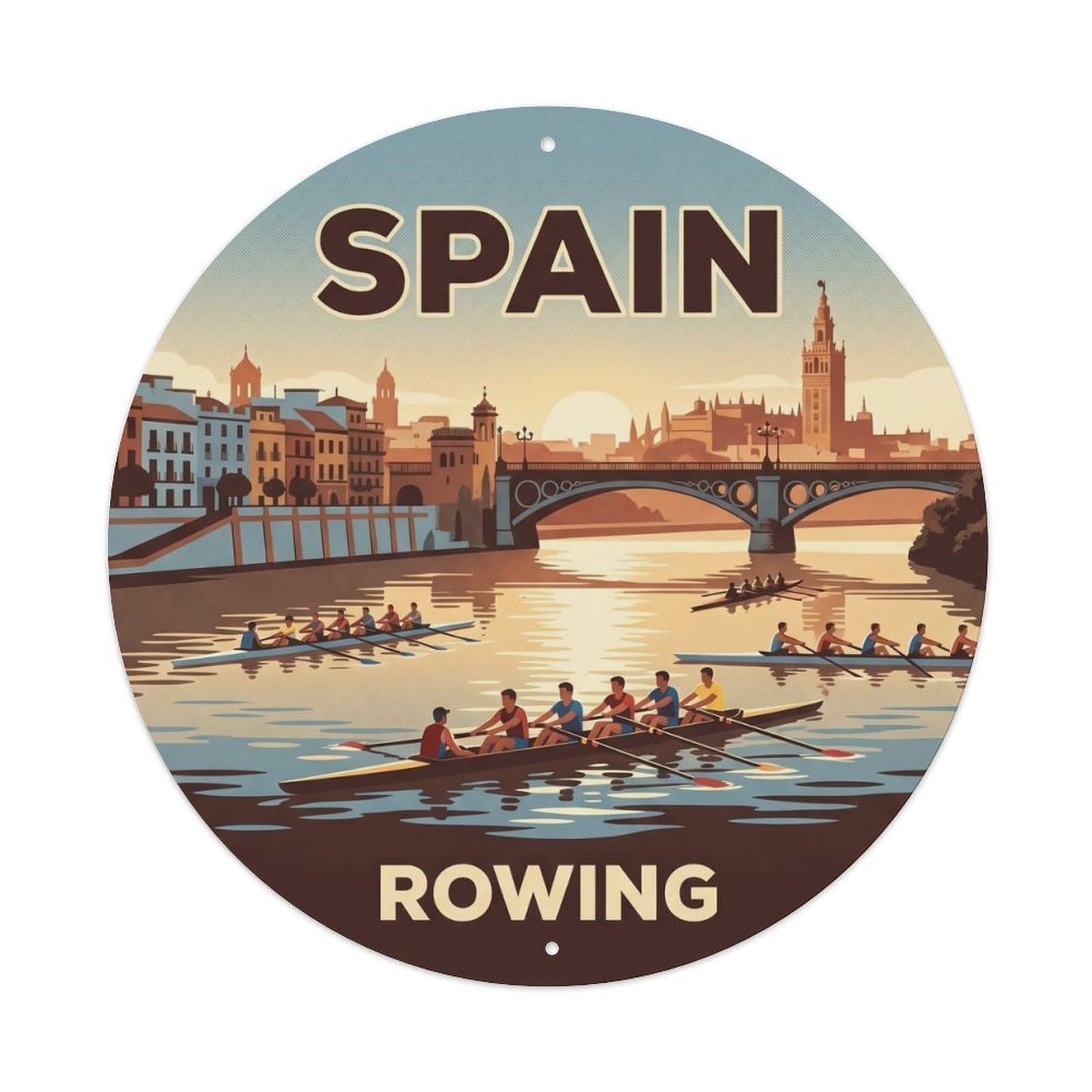 Sevilla Rowing Spain Landmark Travel Destination Metal Tin Sign