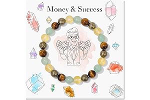 Good Luck Healing Crystal Charm Bracelet for Women, Wards Off Negative Energy & Attracts Money