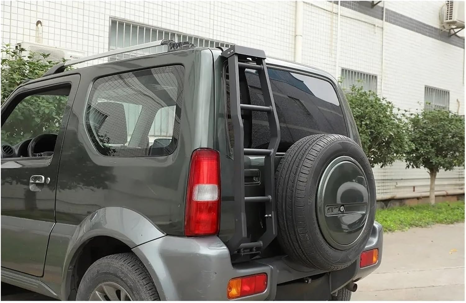Rear Tailgate Door Ladder Climbing Black Alloy Compatible with Suzuki Jimny 2007-2017Accessories