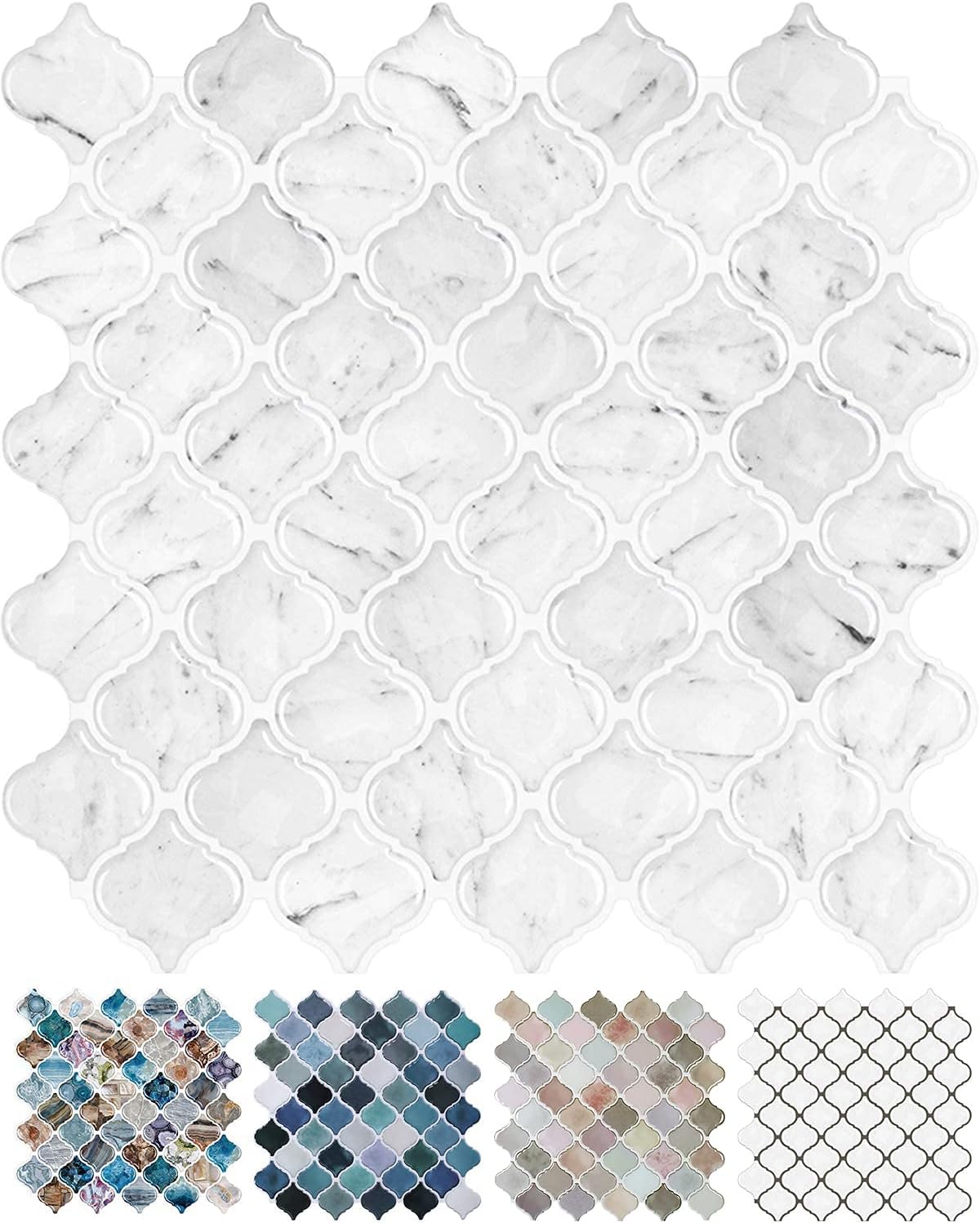 STICKGOO 10-Sheet Teal Arabesque Tile Peel and Stick Backsplash, 12”X12” Self Adhesive Wall Tiles, Stick on Backsplash for Kitchen & Bathroom (Pack of 10, Thicker Design) : Everything Else