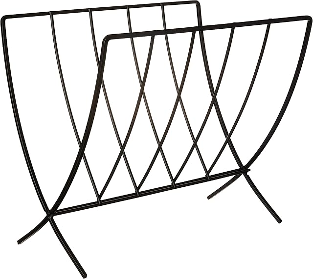 spectrum Home & Office Organization, Chic Storage for Magazines, Records, Newspapers, Artwork & More, Steel, Black, 8.62 x 15.38 x 13.5