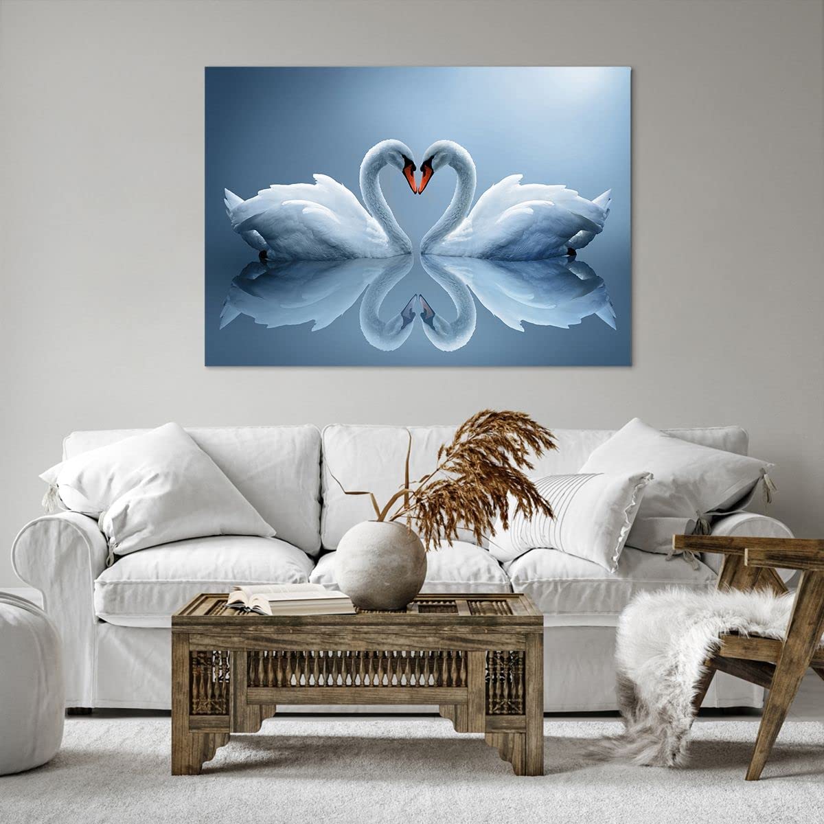Quadro Su Tela Paesaggio Naturale 100x70 Cm, Stampa Di Fiume Con Laminato Antiuva E Telai In Legno, Decorazione Moderna Per Soggiorno E Cucina