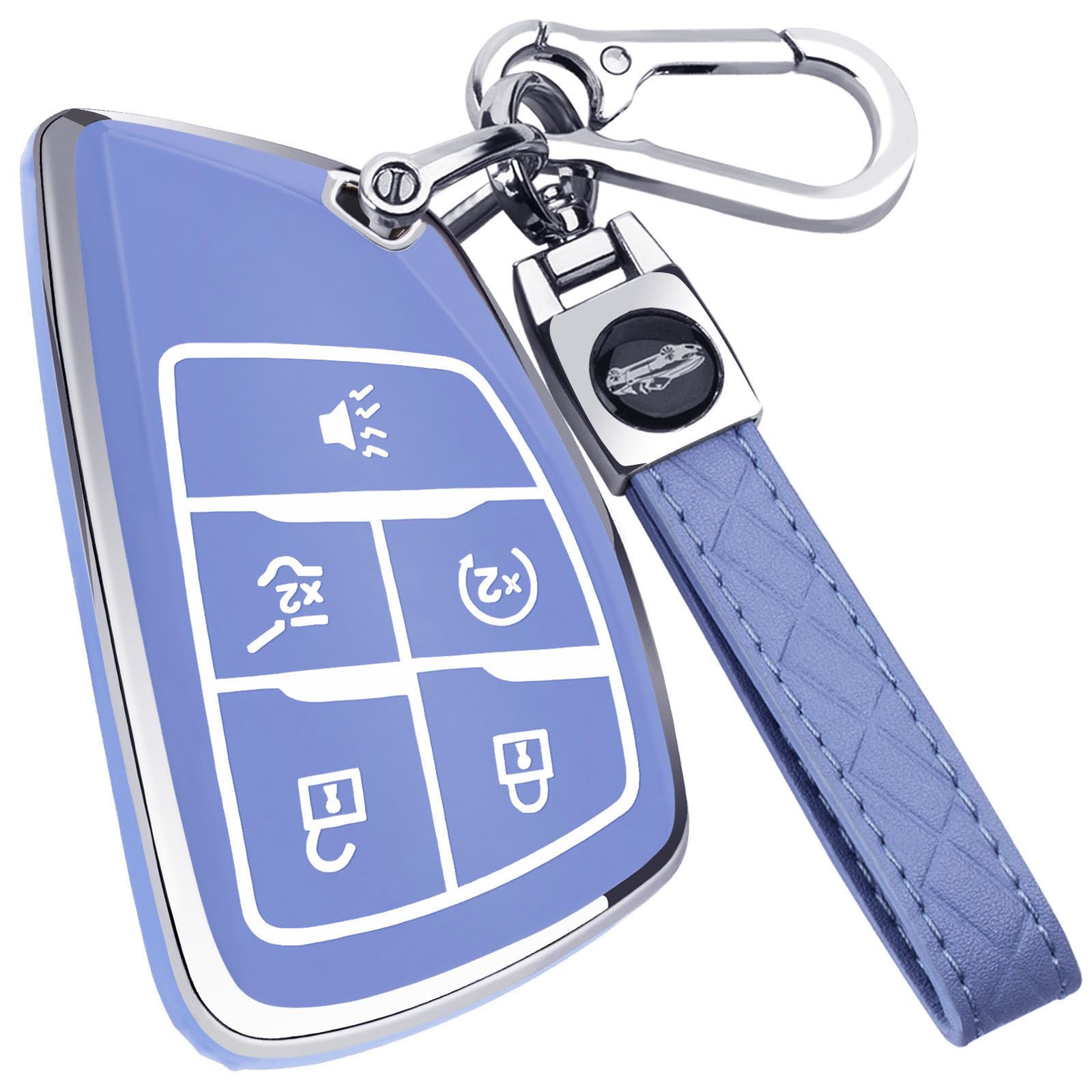 XIYANG TRADE for Chevy Key Fob Cover with Keychain,Key Case Shell TPU Protection Compatible with Chevy Traverse Equinox GMC Silverado Sierra Tahoe Suburban Yukon Denali Terrain Buick Envision（Blue