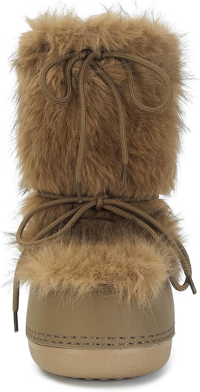 Faux Fur Boots for Women Platform Fuzzy Fluffy Furry Boots Winter Snow Boot Cute Comfort Warm Shoes Soft Knee High Boot Wide Calf Shoes