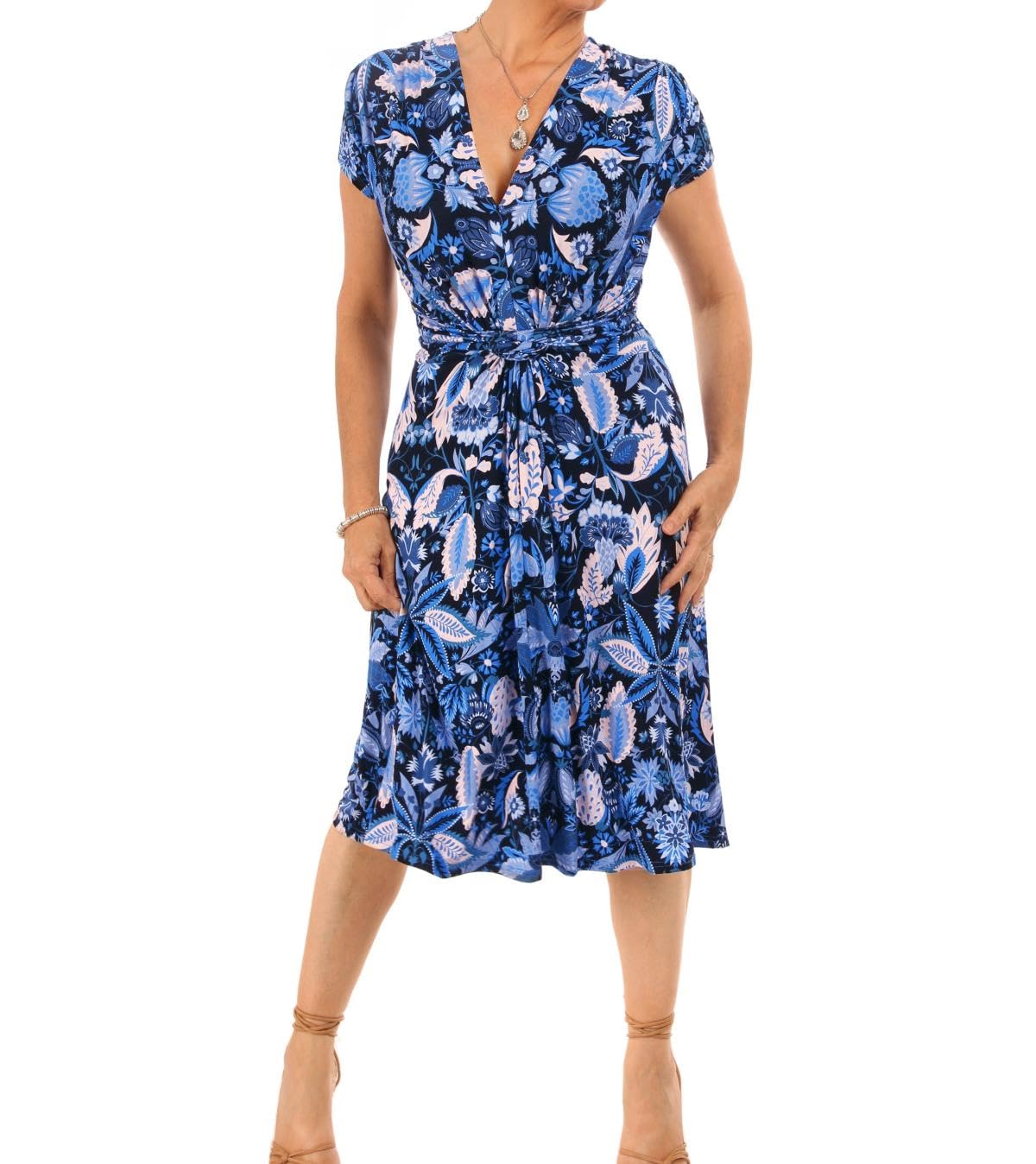 Robe imprimée Blue Banana col en V chic au tombé fluide impeccable - 6