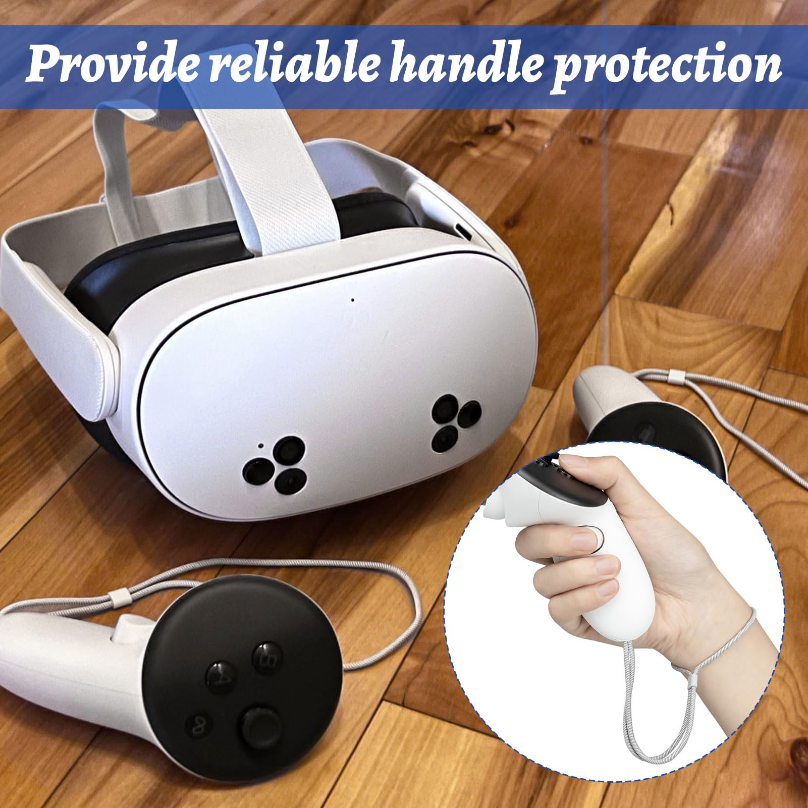 for Oculus Quest 3 wrist, 2pcs White Adjustable for Quest 3 wrist, Anti-slip Replacement with controller wrists straps with Meta Quest3/ 3S — view 4