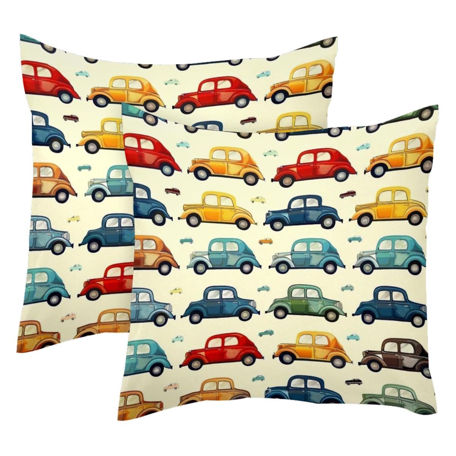 Housse de coussin velours doux double face motif voiture ancienne
