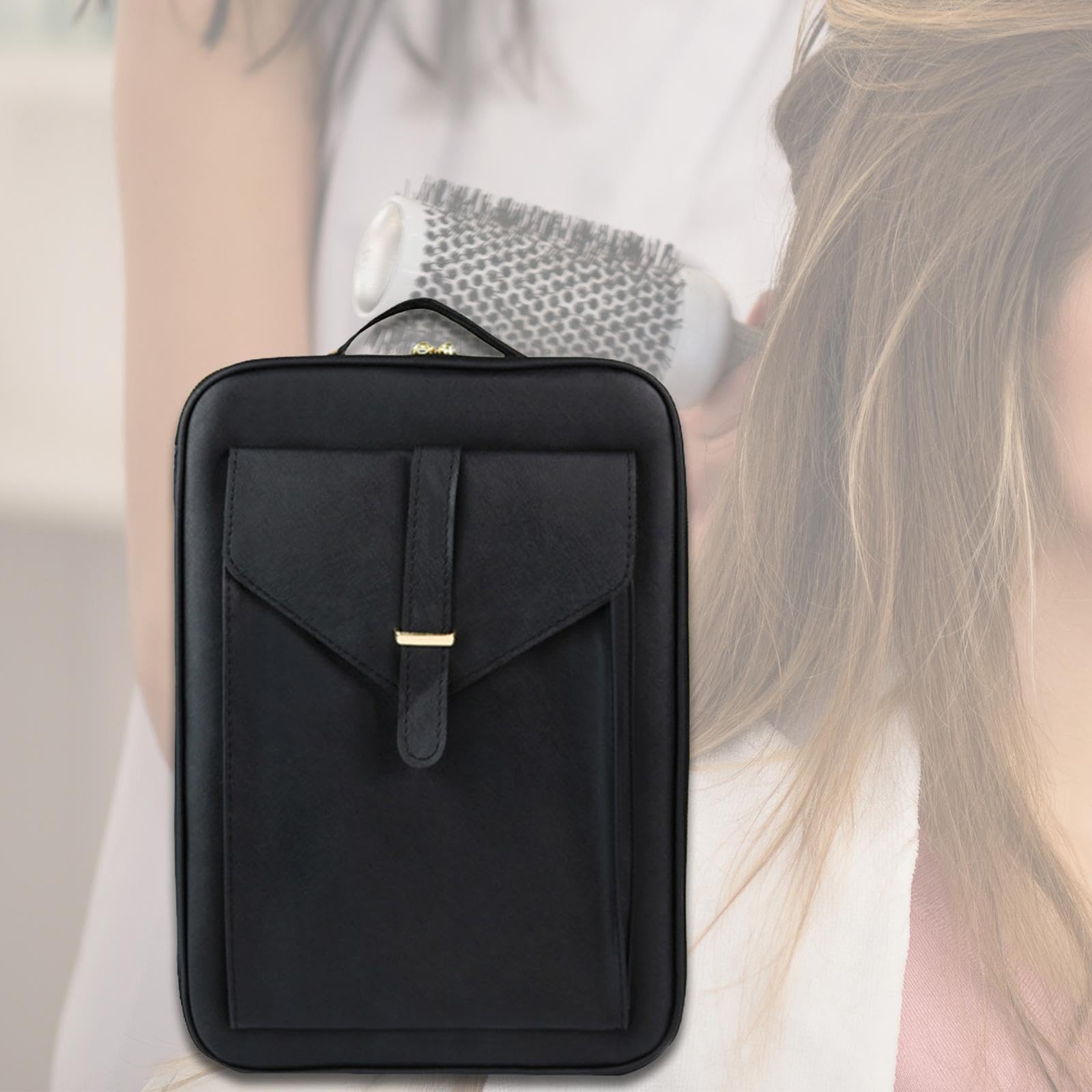 Zaino Porta Accessori Parrucchieri Borsa Viaggio Capelli con Scomparti Regolabili Chiusura Pratica Sicura Manico Comodo E Tracolla Realizza, Nero