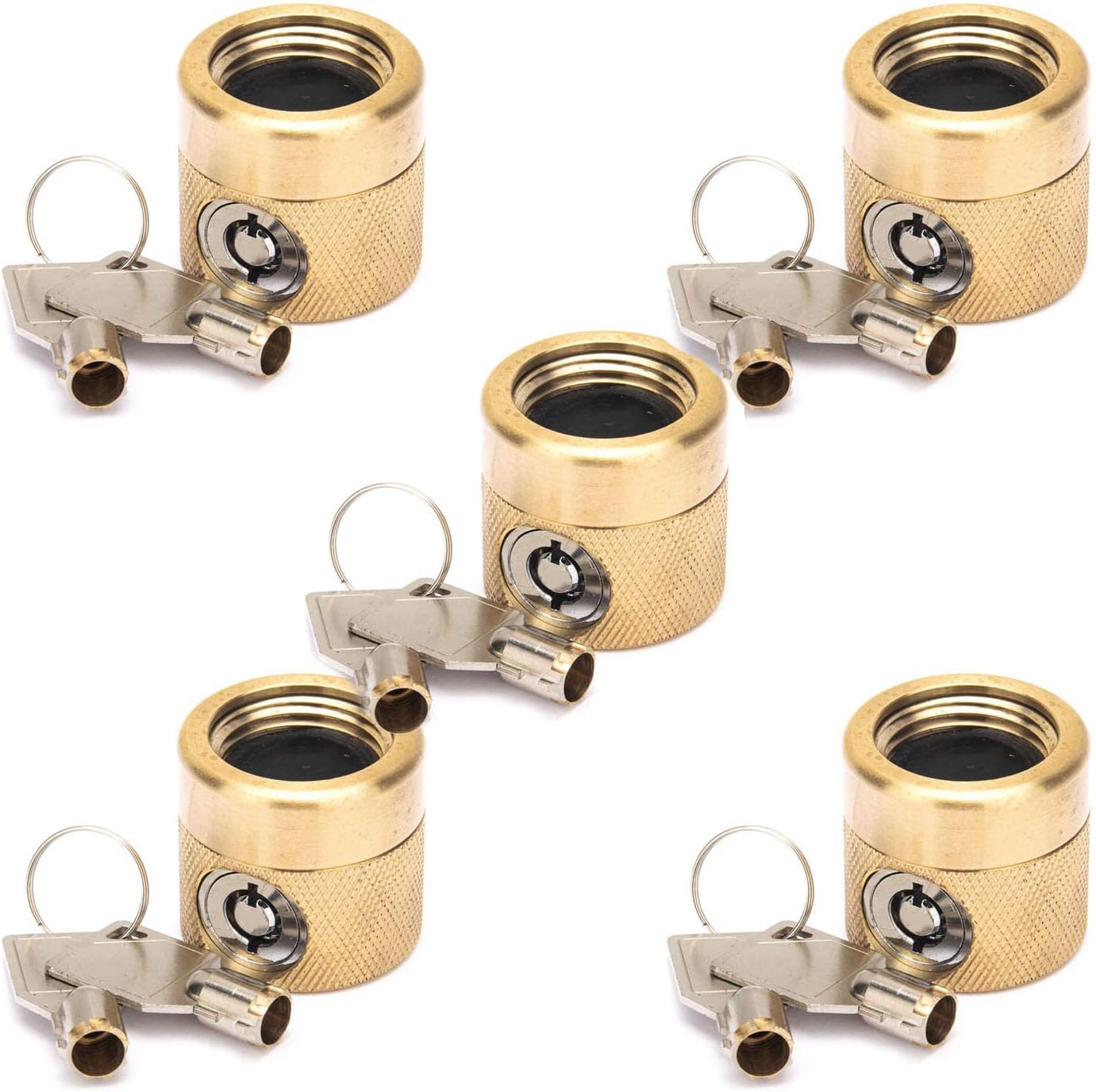 The FaucetLock | Heavy Duty Brass Construction | Prevents Water Theft & Secures Outdoor Bibbs | Promotes Water Conservation | Keyed The Same | FSS 50 | 5 Pack