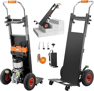 VEVOR Electric Stair Climbing Dolly, 880lbs Electric Stair Climbing Hand Trucks with 157.5in Rope & Extendable Handle, Heavy Duty Stair Climber for Warehouse Logistics, Moving Furniture(Black)