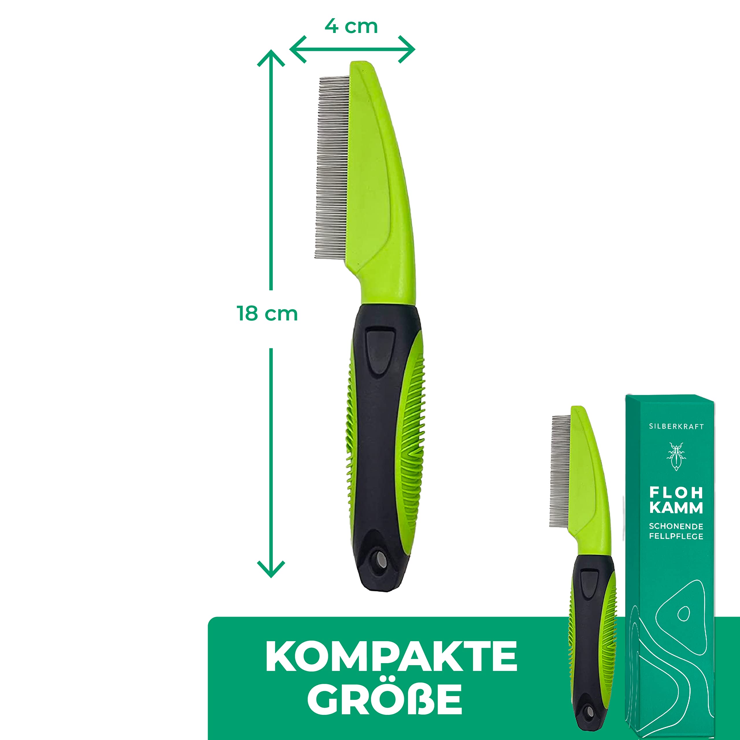 Silberkraft Peigne anti-puces pour chien, chat et autres animaux domestiques,Soin doux grâce aux dents en métal arrondies,Peigne à poux, les parasites, les parasites et les vermines