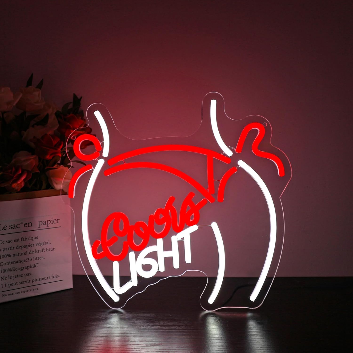 Neon Sign - HSJNJKFU Crs Light Neon Signs for Wall Decor Beer Bar Signs for Man Cave Decor White Red LED Light Neon Sign for Room Birthday Party USB Powered