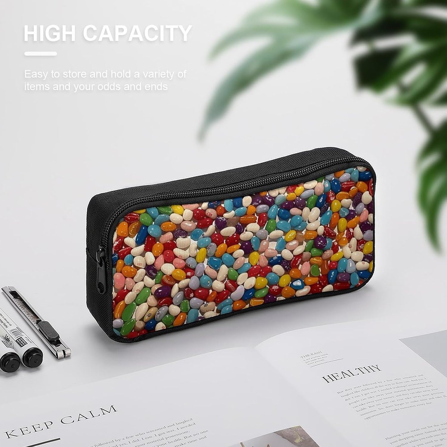 Assorted Jelly Beans Pencil Case Large Pencil Bag with Zipper image 4