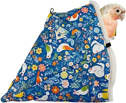 Bird Nest House, Winter Warm Hanging Hammock, Bird Bed Corner Snuggle Hut for Cage, Save Space, Suitable for Parakeets Budgies Caique Conures Cockatiels Lovebirds Quakers Blue,S