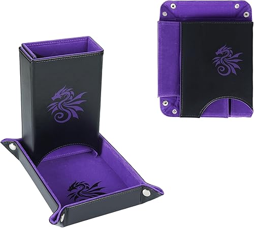 Torre de dados Torre de dados portátil para juegos D&D con bandeja y 5 dados Torre de dados plegable para viajes Torre de dados DND para juegos