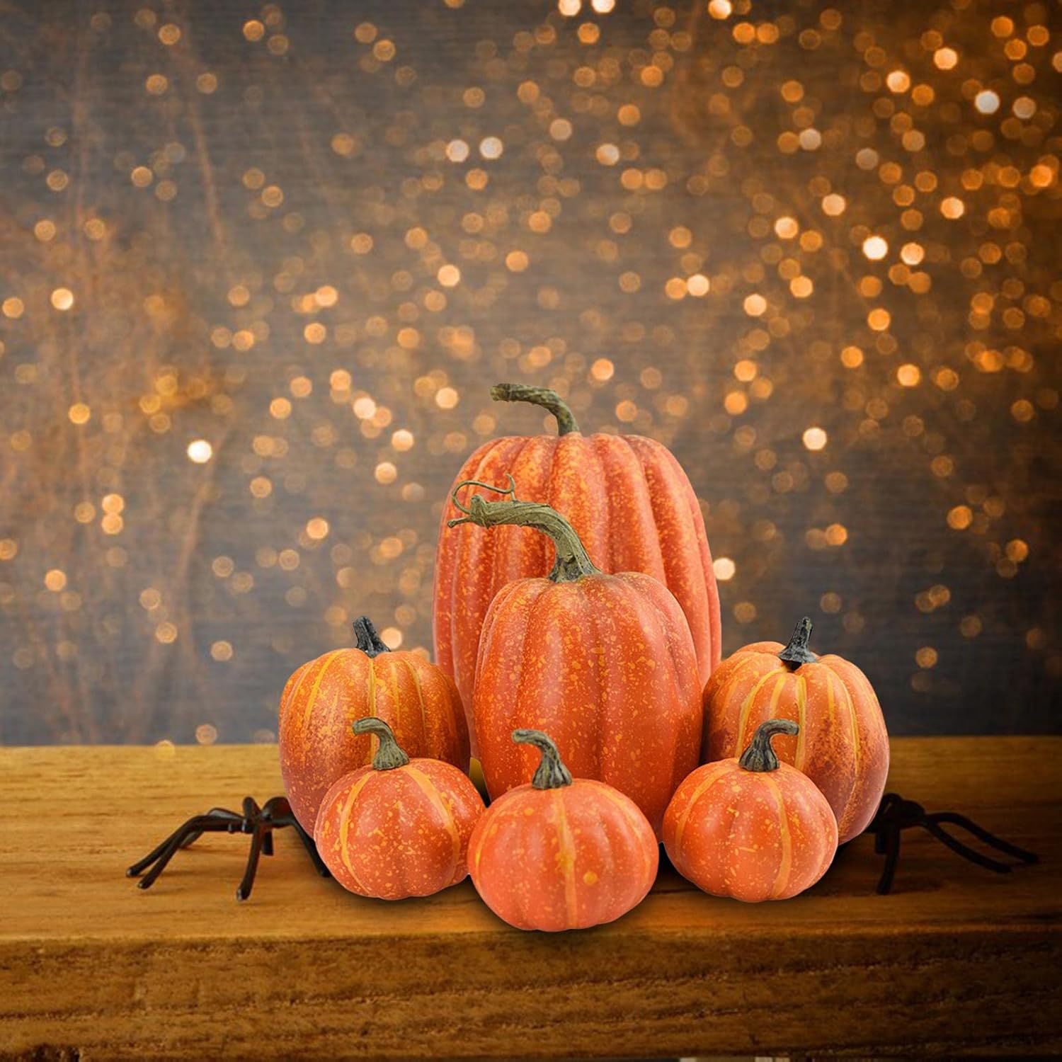 Lifelike Foam Artificial Pumpkins Bulk for Fall Wedding Centerpiece - Orange Harvest Decor for Thanksgiving, Halloween, and Autumn Parties