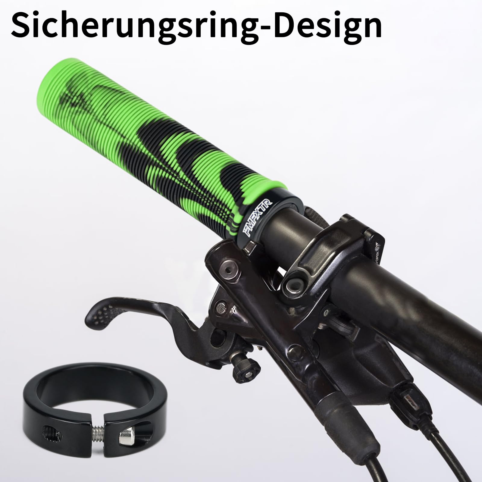 Manopole Bici In Gomma Antiscivolo Con Blocco Alluminio – Per Mountain Bike, Cruiser, Città, Manubri 20-22 Mm (Nero)