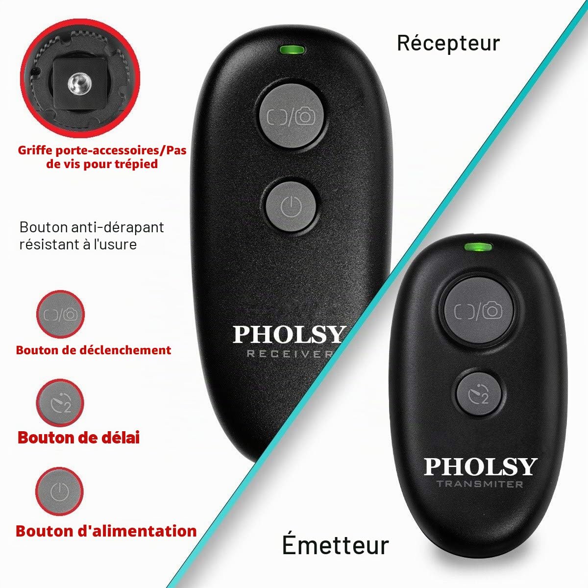 PHOLSY Caméra Télécommande Caméra D'obturation sans Fil pour Canon R7, R6ii, R8, R10, 90D, 850D, 5D, 6D II, 7D II, 40D, 50D; pour Olympus Om-1, EM1X, EM1 II; pour Fuji GFX50SII, XT3, XT4, XT5, XT30II