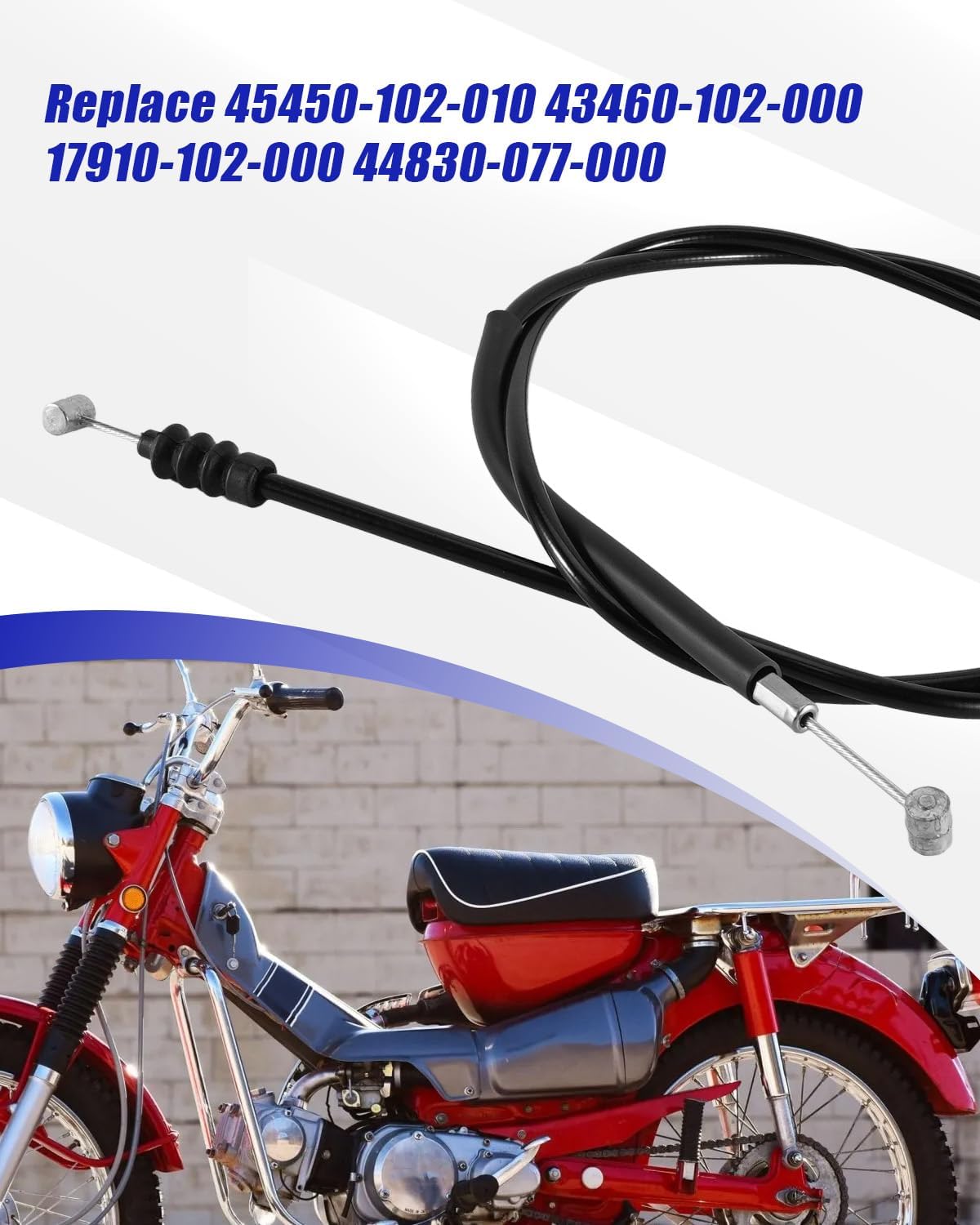 Motorcycle Brake Cable Throttle Speedometer Cable Set Fit for Honda CT90 Trail 90 K2 K3 1970 1971 Replace 45450-102-010 43460-102-000 17910-102-000 44830-077-000