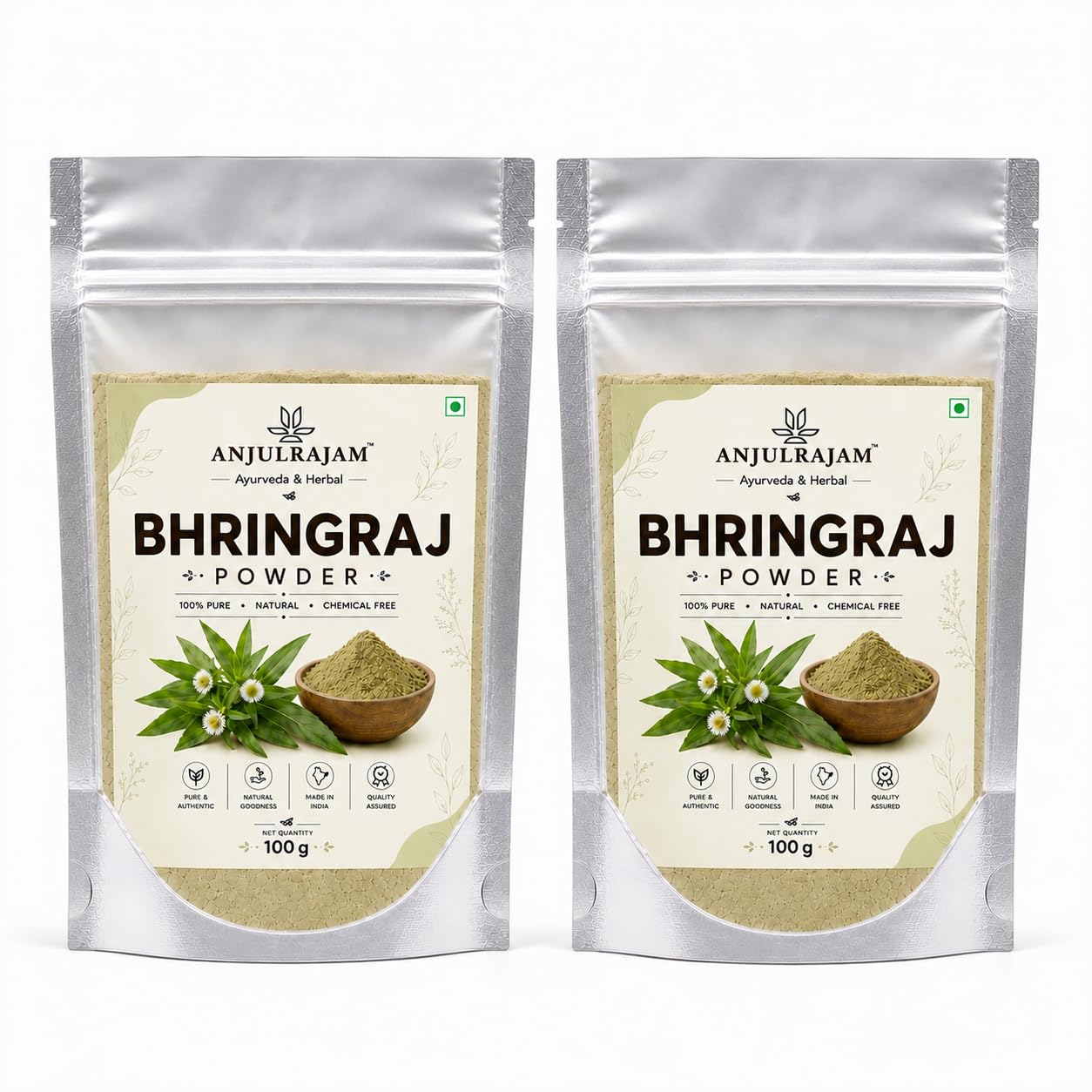 Bhringraj Powder for Hair Growth | Ideal for Hair, Face and Skin | False Daisy Powder 100 Gms Each Combo (Pack of 2)-image-33