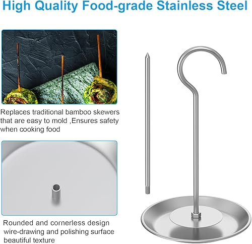 Miniatura 3 de LS'BABQ Al Pastor - Brocheta vertical para horno ahumador, de acero inoxidable, con 2 brochetas extraíbles para barbacoa, para tacos Al Pastor,