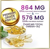 Vista 6 de Aceite de pescado Omega 3 1200 mg - Aceite de pescado de triple fuerza Omega 3 cápsulas - Acidos grasos esenciales EPA y DHA Suplemento - Los