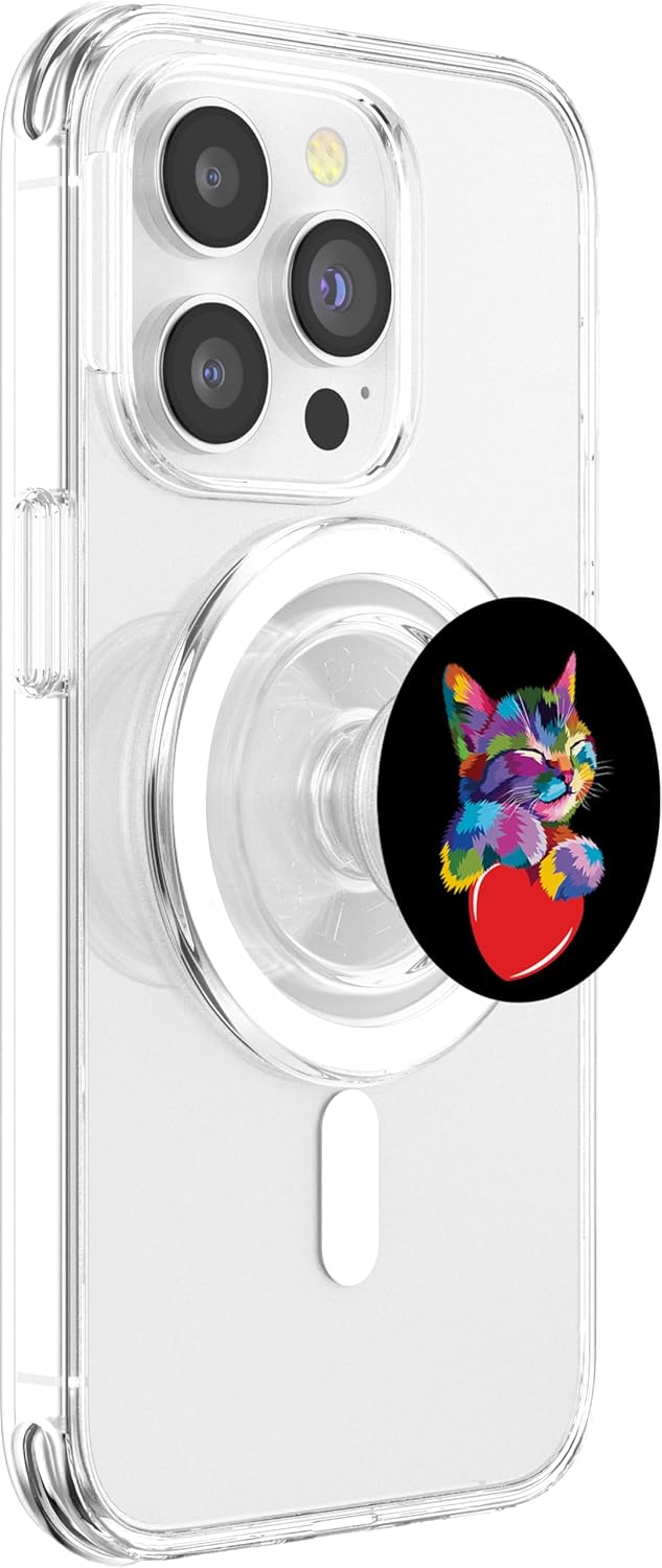 Cat Grip and Stand Cute Colorful Kitty kitten lover Adoption PopSockets PopGrip: Swappable Grip for Phones & Tablets PopSockets PopGrip for MagSafe
