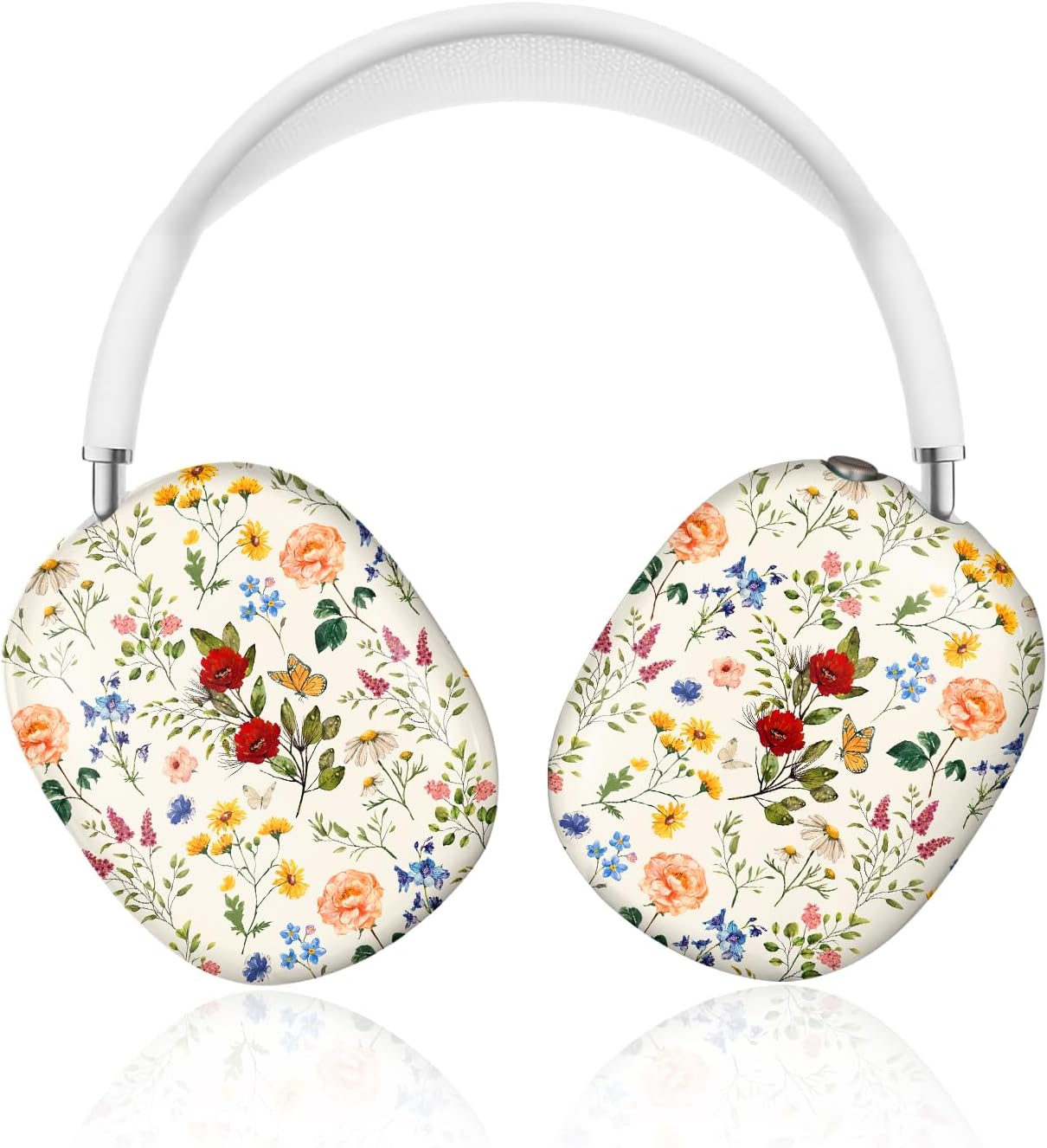 Joyleop for Airpods Max Case - Durable Hard for AirPods Max Covers, Elegant Headphones Case with Unique Design, Pretty Essential Accessories for Headphones, White Retro Florals