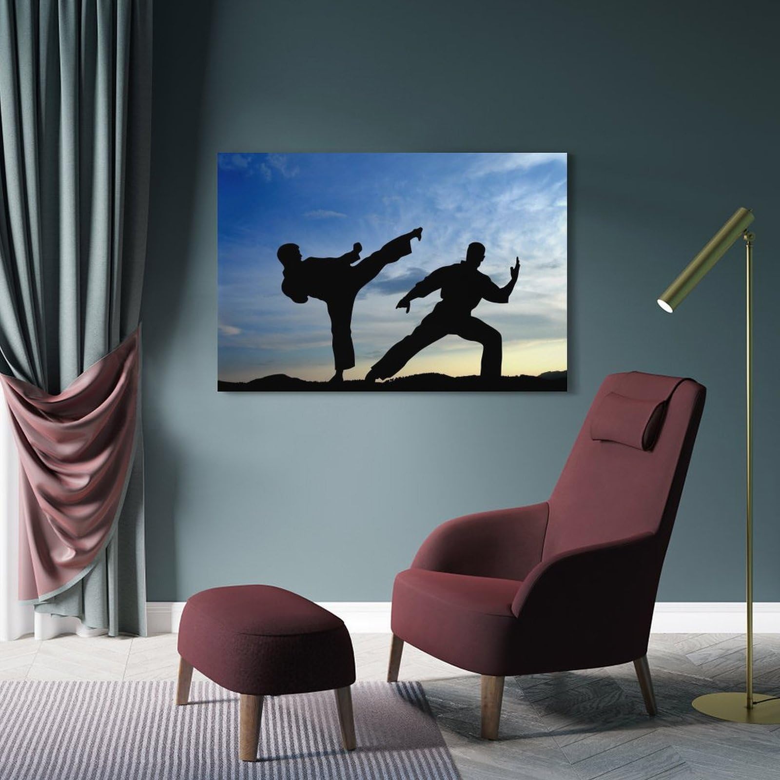 MJZLQN Poster decorativo da parete su tela, motivo: Kung Fu, alba, karate, taekwondo, poster decorativo moderno, per camera da letto, 60 x 90 cm