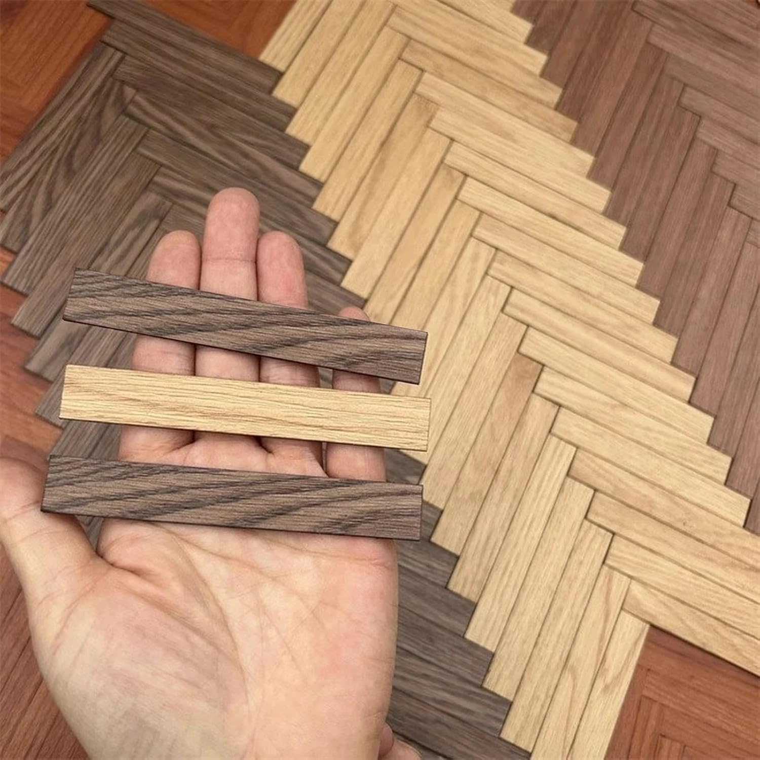 Miniature Dollhouse Floor - 1/12 & 1/6 Scale, DIY Wooden Veneer (40PCS), White Oak Color