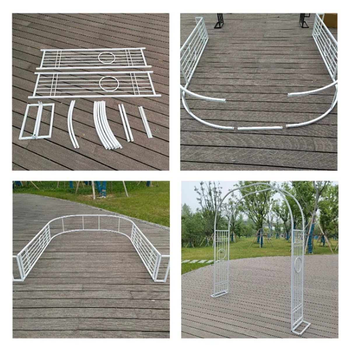 Łuk kratowy do roślin pnących w ogrodzie, metalowy łuk ze stabilną podstawą, odporna na warunki atmosferyczne stalowa rama do dekoracji imprezowej, pomocy wspinaczkowej, wejścia do ogrodu (brązowe