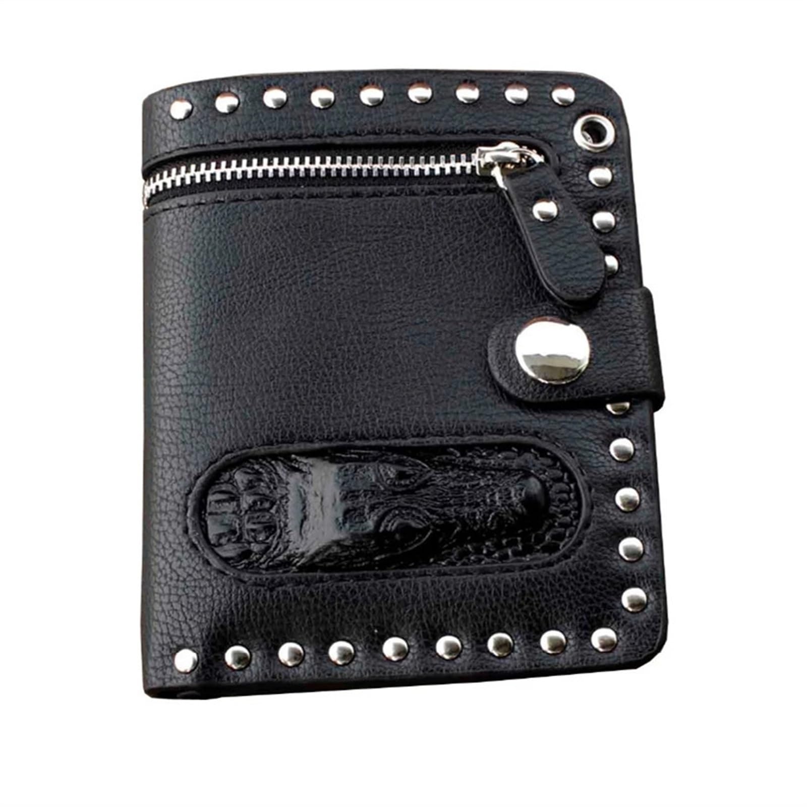 Cartera con Cadena para Hombre Cartera de Cuero Negra Plegable con Cadena for Hombre, Estilo Motero, Punk, gótico