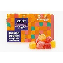 Turkish Delights Candy by Zest Delites, Assorted Flavored Turkish Delight Christmas Gift Box, 8.8 Oz Lokum, Christmas Food Gifts, Vegan Snacks Box, Gluten-Free Sweets, Traditional Holiday Taste