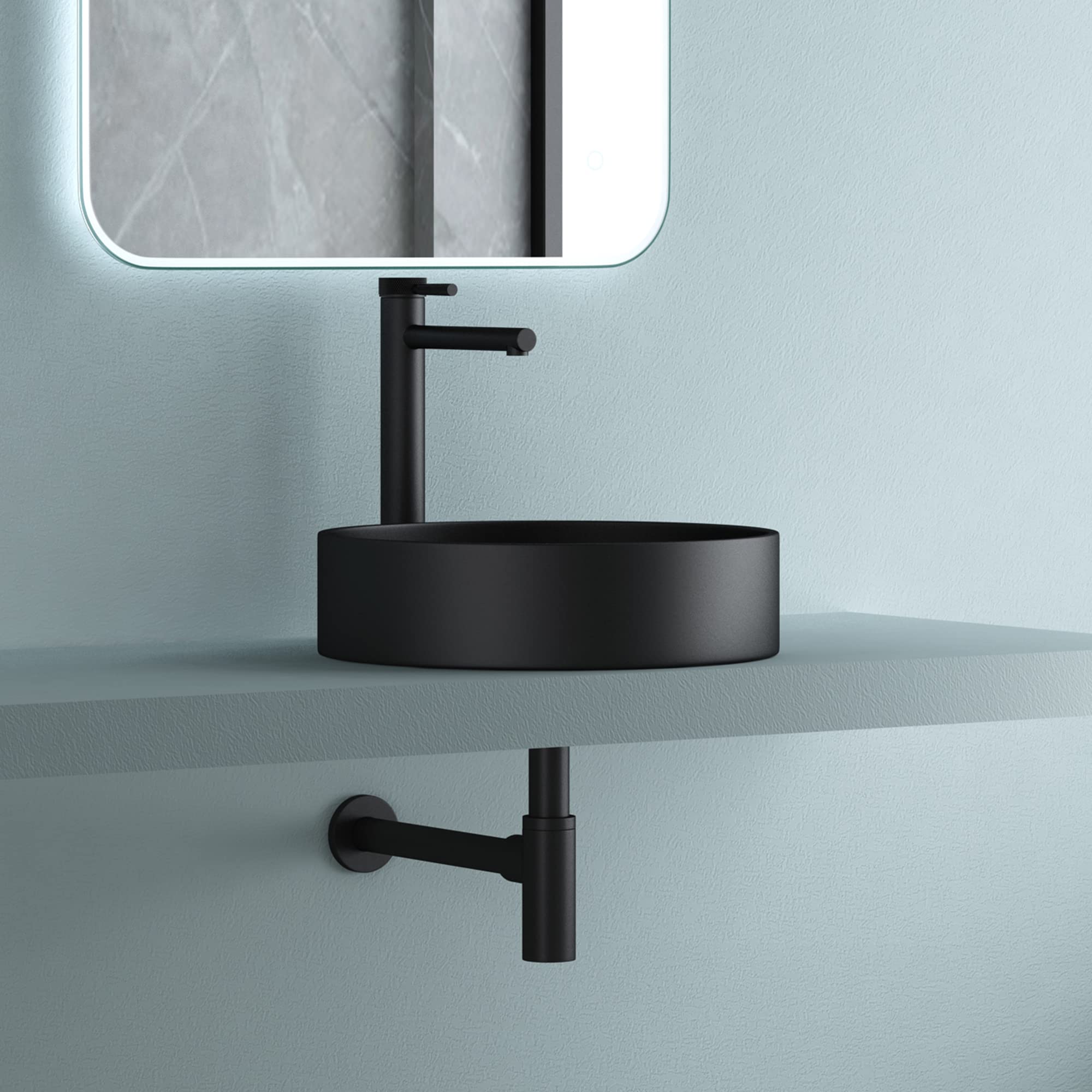 doporro Siphon pour Lavabo et Vasque en Laiton Anti-Odeur Noir Mat