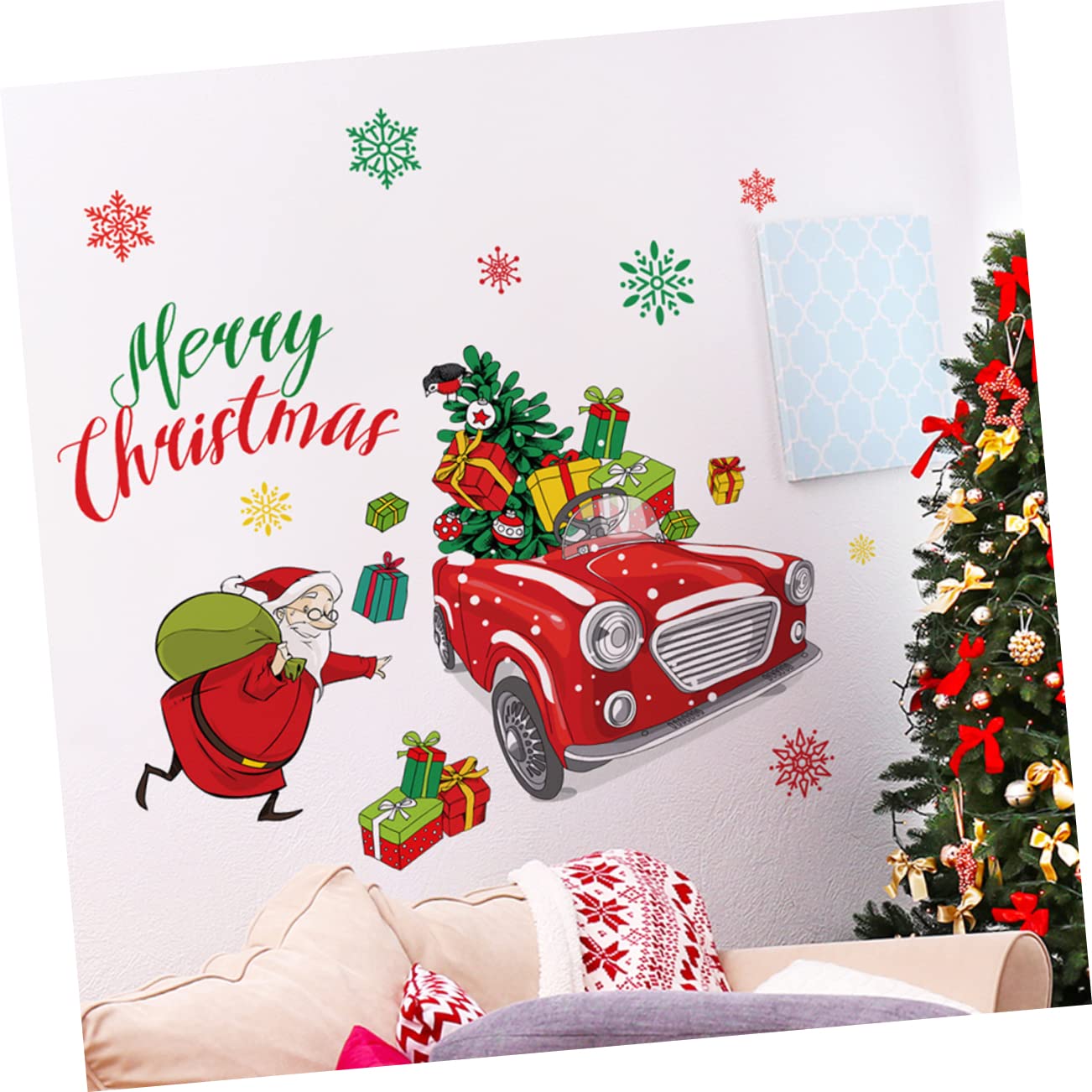Alipis 4 Set Adesivo murale natalizio decalcomanie di babbo natale adesivo porta natale decorazioni invernali albero adesivo decorazioni natalizie per finestre vetrofanie natalizie