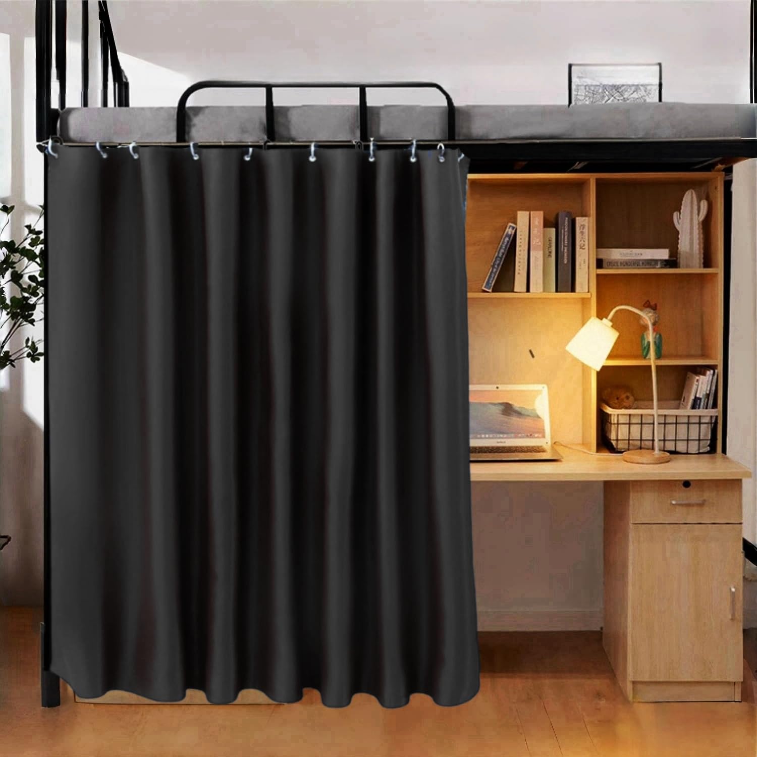 Gxi Black Blackout Bottom Bunk Bed Curtain Privacy Canopy Single Bed Shading Decor Loft Under Dormitory Bed Curtain,1PC