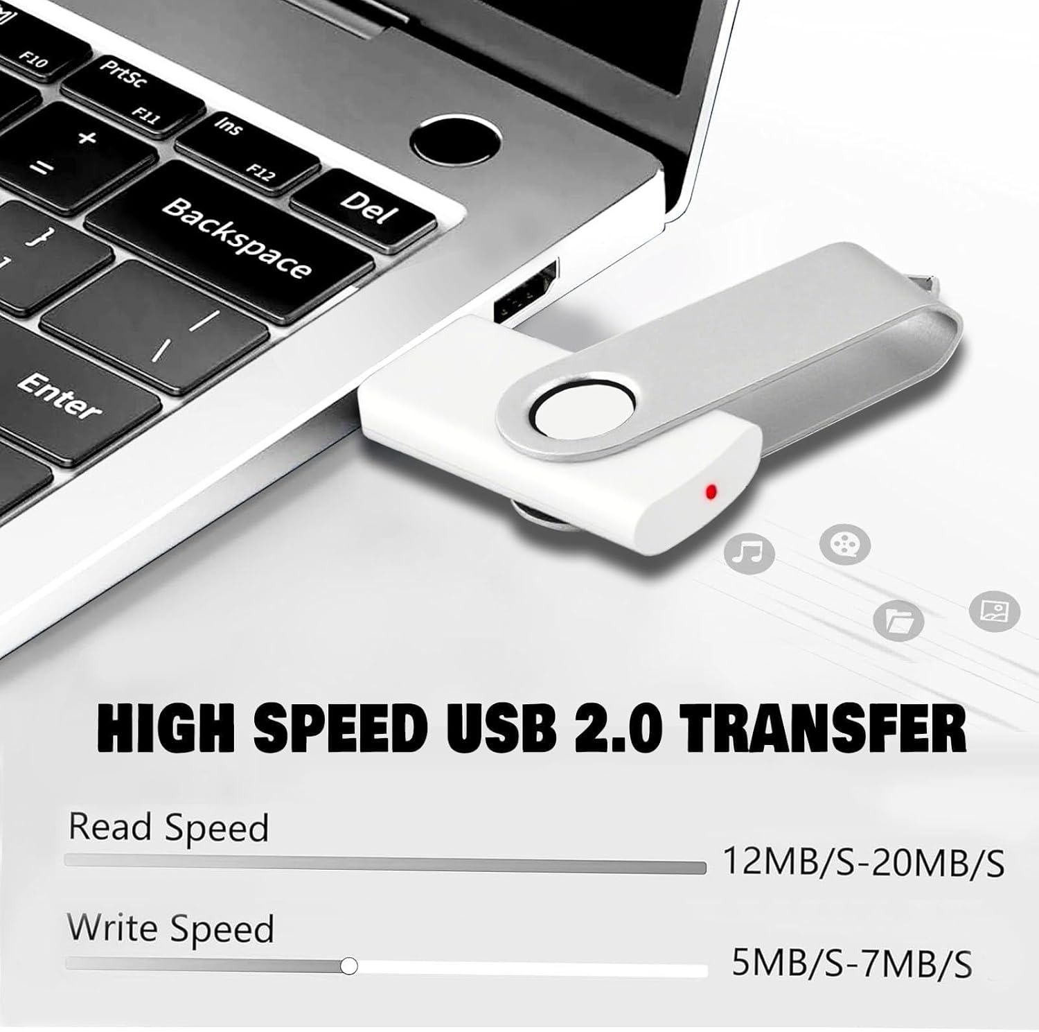 Flash Drive Bulk 2GB USB 20 Pack FEWINA USB2.0 USB Drives Pack Thumb Drive Bulk Swivel Memory Stick Zip Drive for Storage and Backup White 20PCS 2GB - Image 4